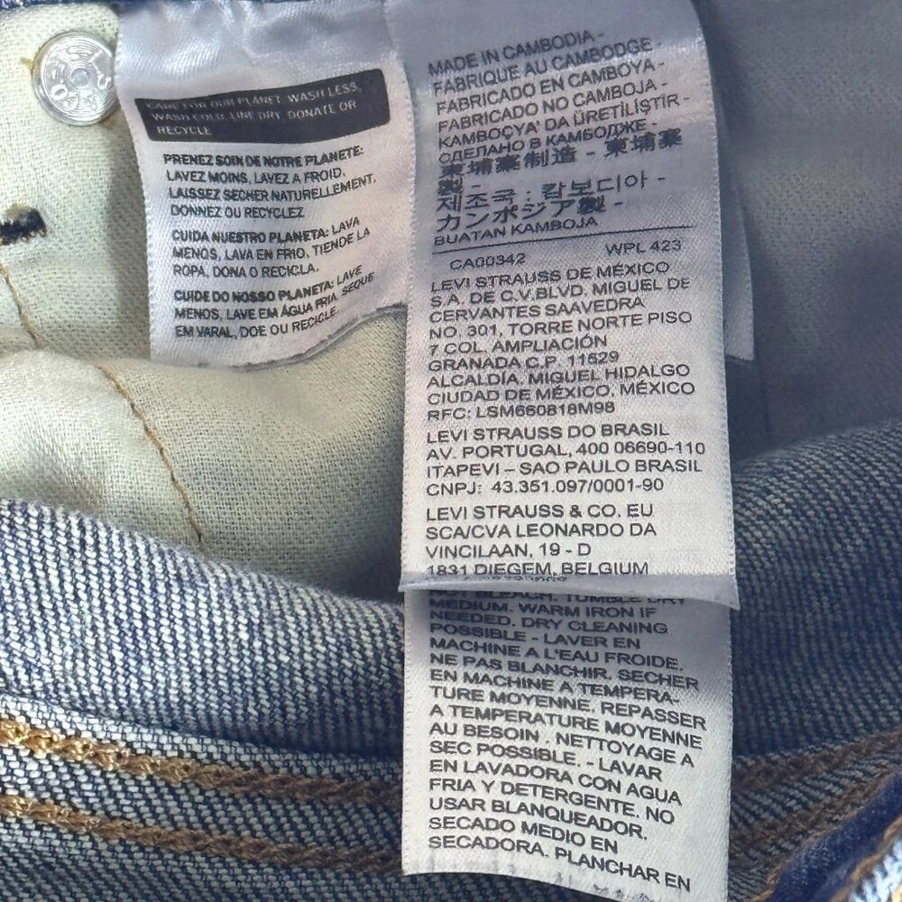 Levi's 505 Men's Straight Jeans Blue Stone Wash Denim Zip‎ Fly 5-Pocket W32 L32 - Picture 14 of 16